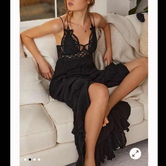 NWT- Free People One Adella Maxi Slip Dress Black Small - Picture 15 of 16